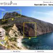 Croquis zonas Corv i Toix - Rese�a de la ubicaci�n de las zonas de escalada de el Rac� del Corv i la Serra de Toix