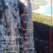Croquis de El Clandestino al risco del Morr�n - Rese�a sobre fotograf�a a color de la v�a El Clandestion (6b+), 135m al risco del Morr�n, Montanejos.